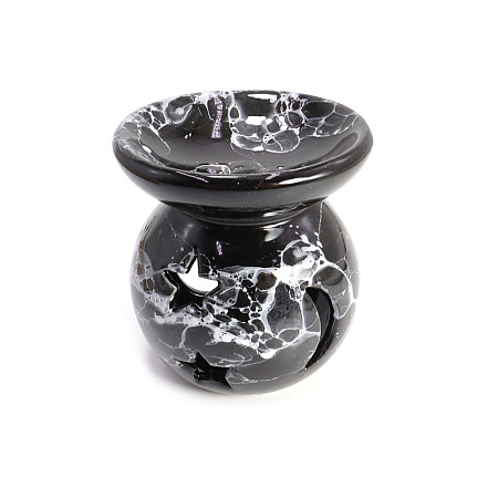 Аромалампа Ясная ночь керамика черная с белым 8*7*7см
