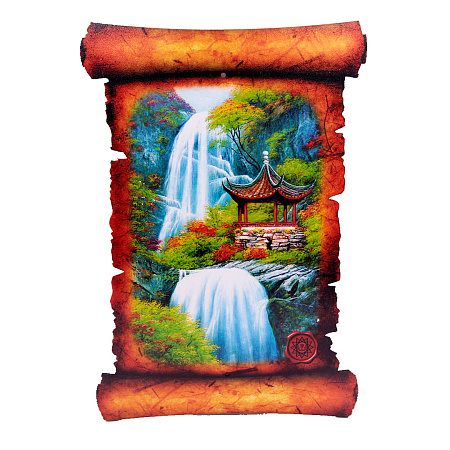 Картина объемная Пагода у водопада ХДФ 42,5см-29,5см 
