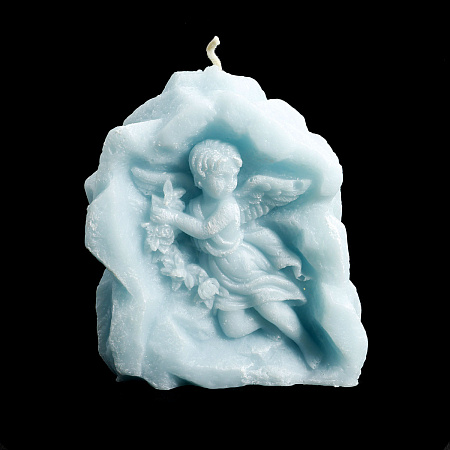 Свеча фигурная Ангел в камне голубой 7,5х6,5х3см 