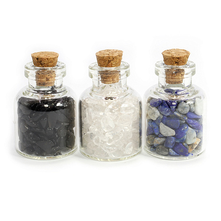 Набор стеклянных бутылочек с разными камнями для усиления эффекта масел и духов