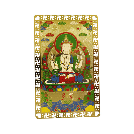 Янтра Будда металл под золото 8см-5см дарует исцеление, мудрость и защиту