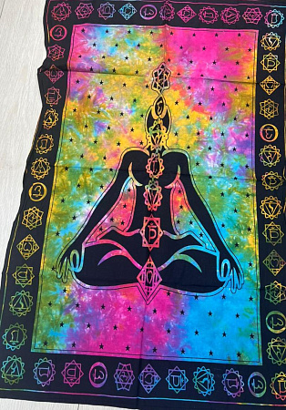 Батик хб с росписью Йог и чакры для медитации 100см-70см