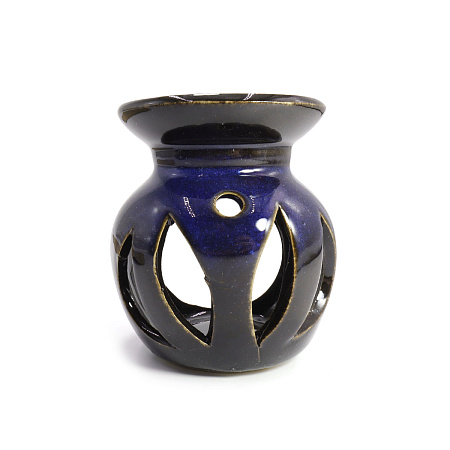 Аромалампа Флайм керамика черная с синим 8*6*6см