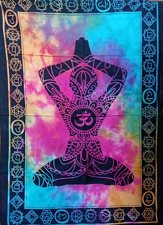Батик хб с росписью Йогиня и чакры для медитации 100см-70см