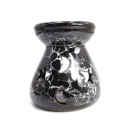 Аромалампа Месяц и звезды керамика черная с белым 8*6,5*6,5см