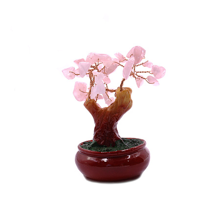 Дерево счастья с камнями Розовый кварц - символ любви, счастья и радости 11см