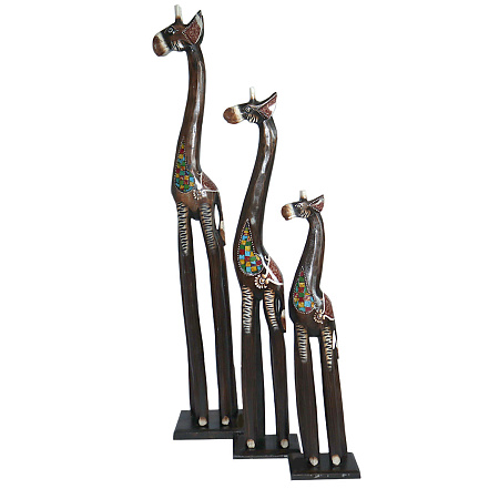Сувенир из дерева Набор жирафов 100см 80см 60см символ семейного благополучия, албезия и мозайка T1 