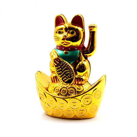 Манеки Неко кошка золотая 9см символ финансового благополучия 