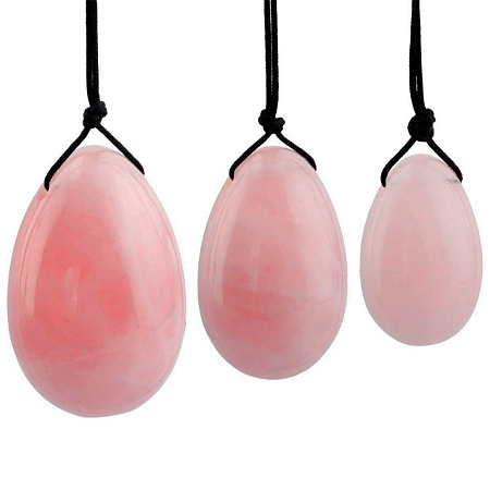 Набор массажёров 3 яйца Yoni УЦЕНКА из розового кварца - интимный тренажер