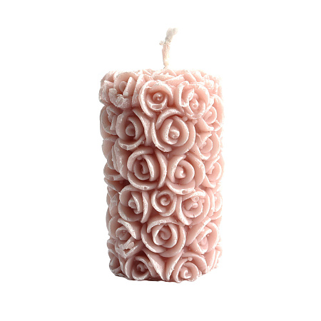 Свеча фигурная Свадебная Цилиндр из роз коралловый 4,5х7см 