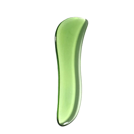 Скребок гуаша Волна - зеленое стекло для массажа лица и тела