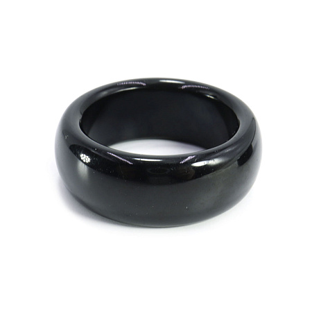 Кольцо из камня гладкое уп-2шт Big Черный агат дарует защиту от сглаза и порчи размеры 16-19мм