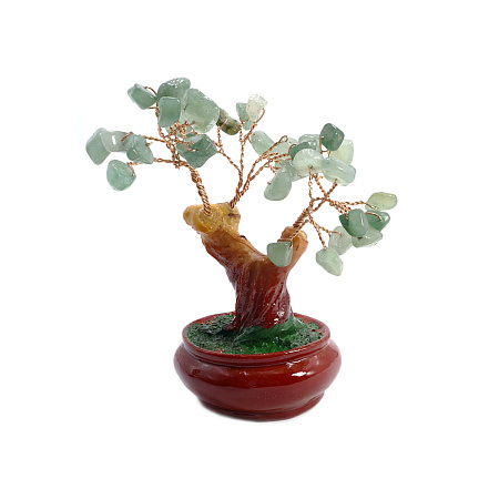 Дерево счастья с камнями Нефрит - символ карьерного роста, усеха и процветания 11см