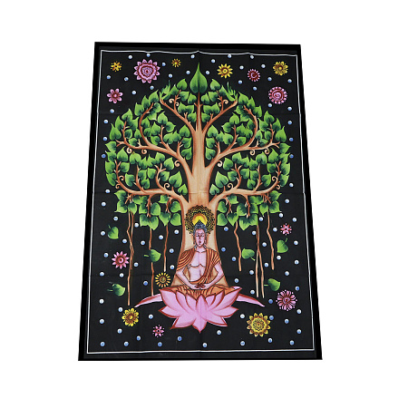 Батик хб с росписью Будда под деревом Бодхи исцеляет и материализует желания сердца 118см-70см